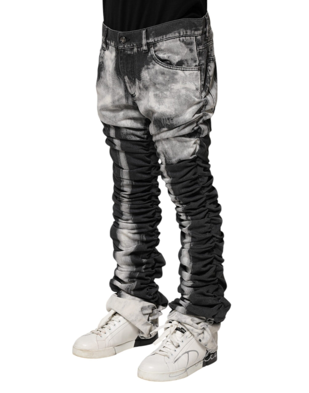 Dolce & Gabbana Dark Gray Tie Dye Straight Denim Jeans