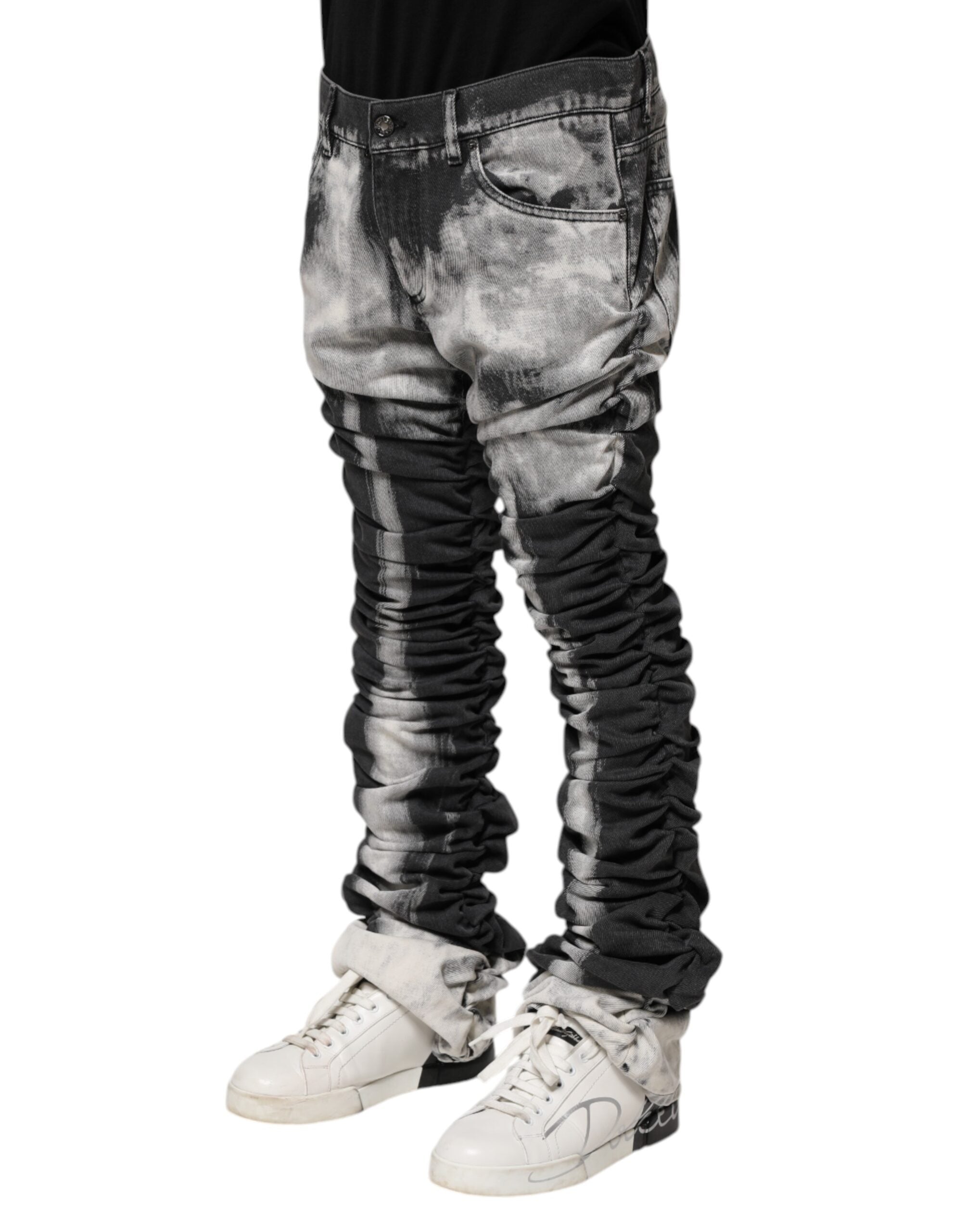 Dolce & Gabbana Dark Gray Tie Dye Straight Denim Jeans