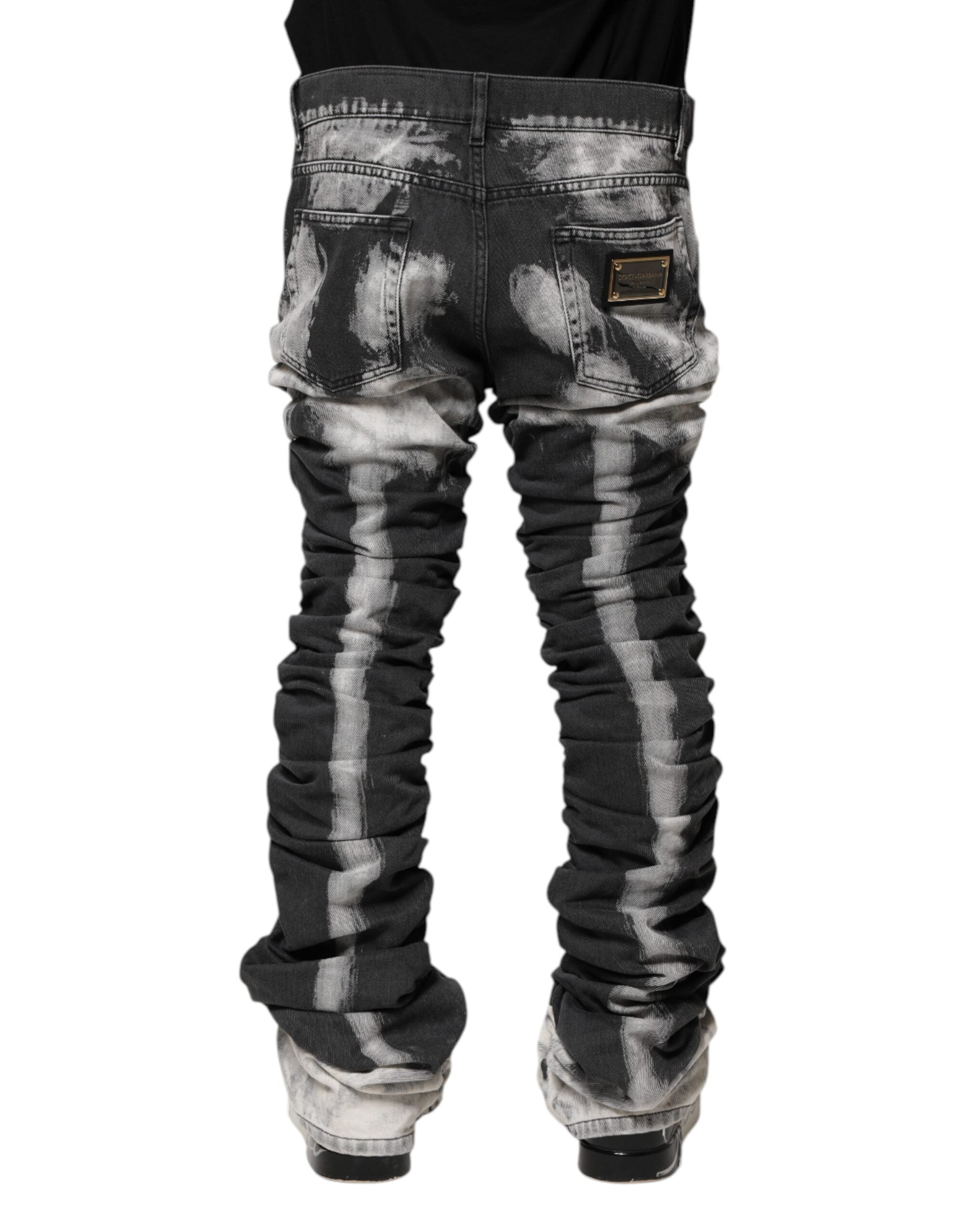Dolce & Gabbana Dark Gray Tie Dye Straight Denim Jeans