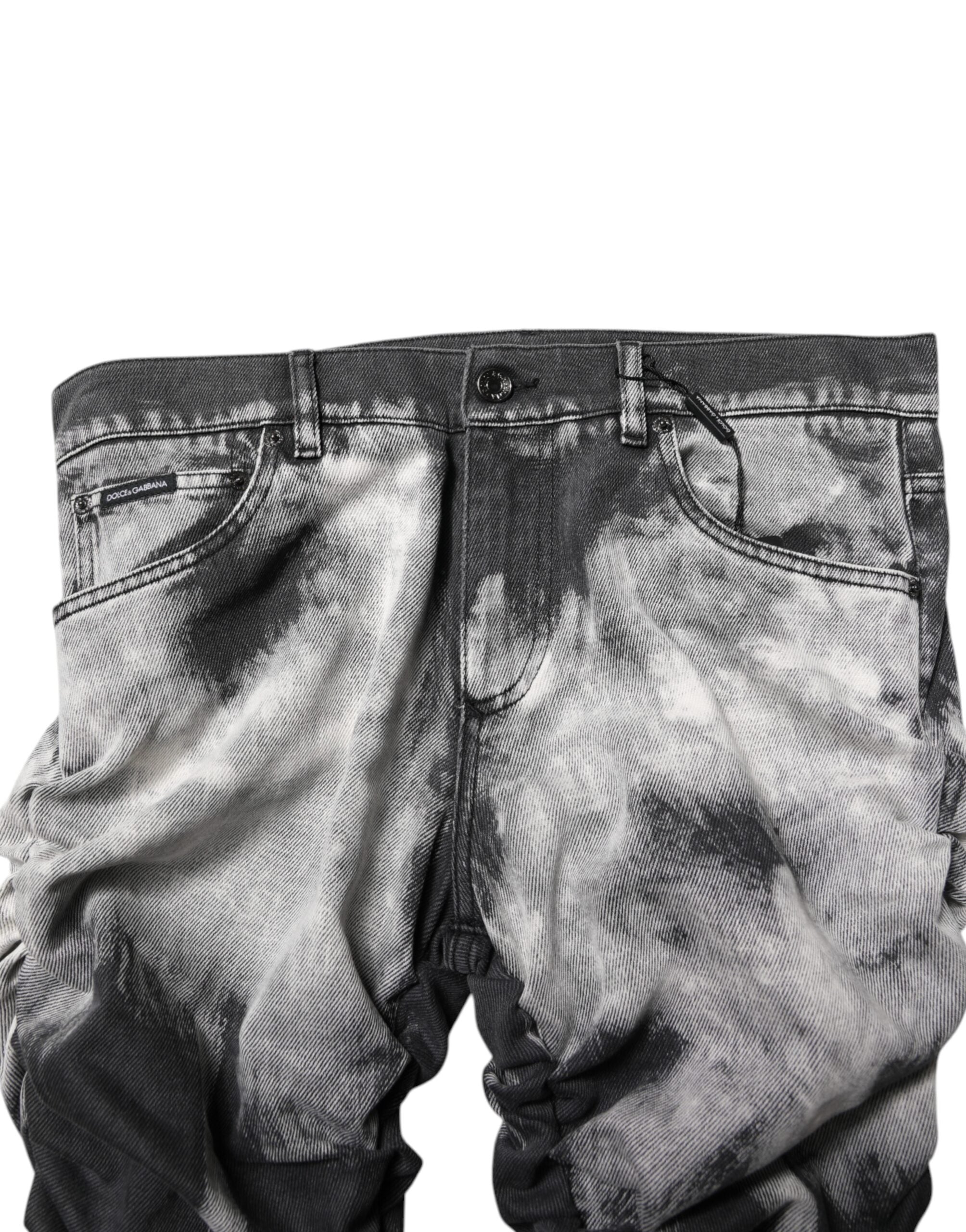 Dolce & Gabbana Dark Gray Tie Dye Straight Denim Jeans