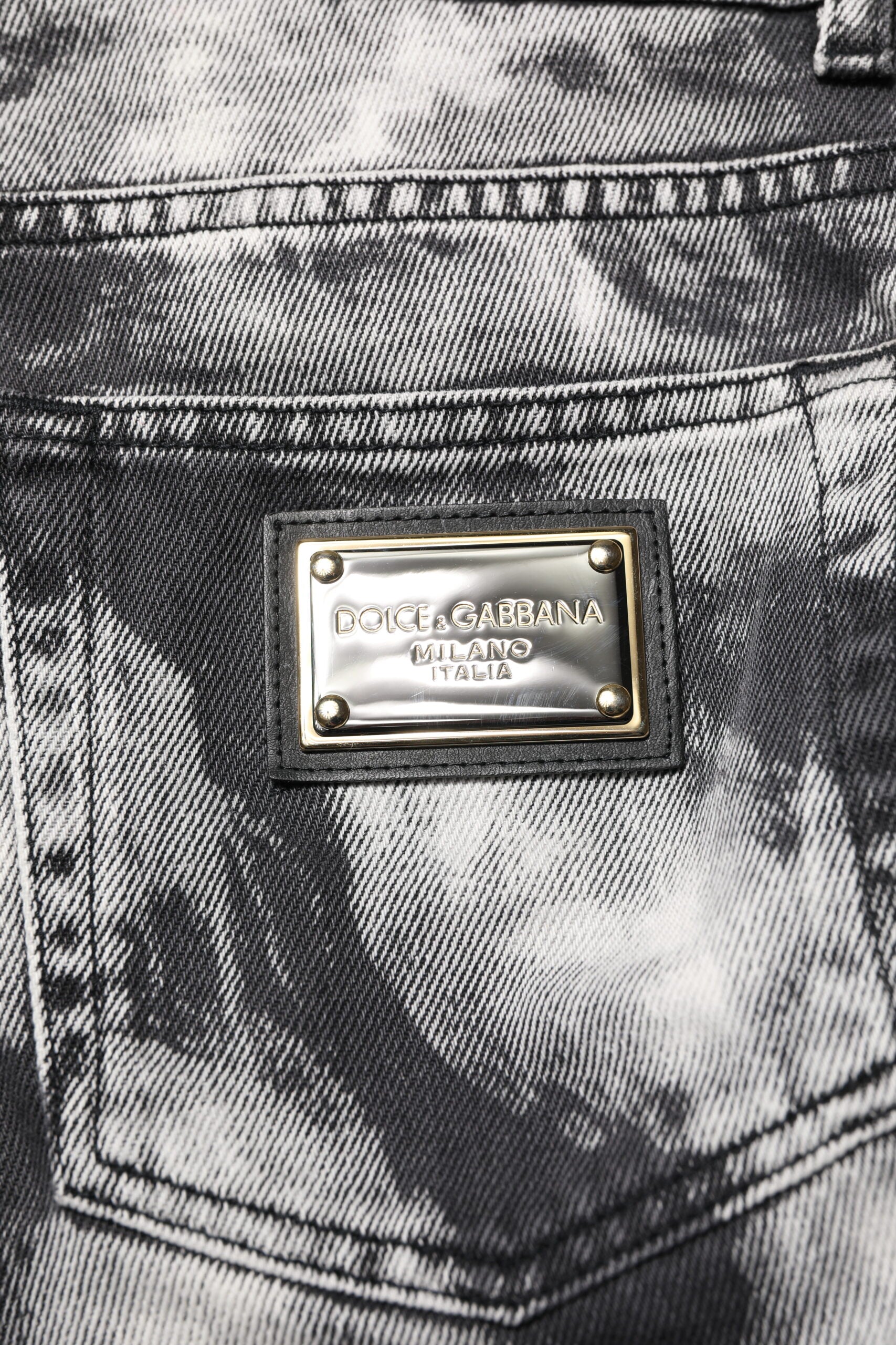 Dolce & Gabbana Dark Gray Tie Dye Straight Denim Jeans