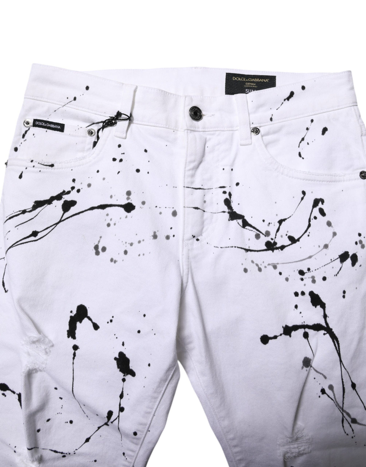 Dolce & Gabbana White ColorSplash Skinny Denim Jeans