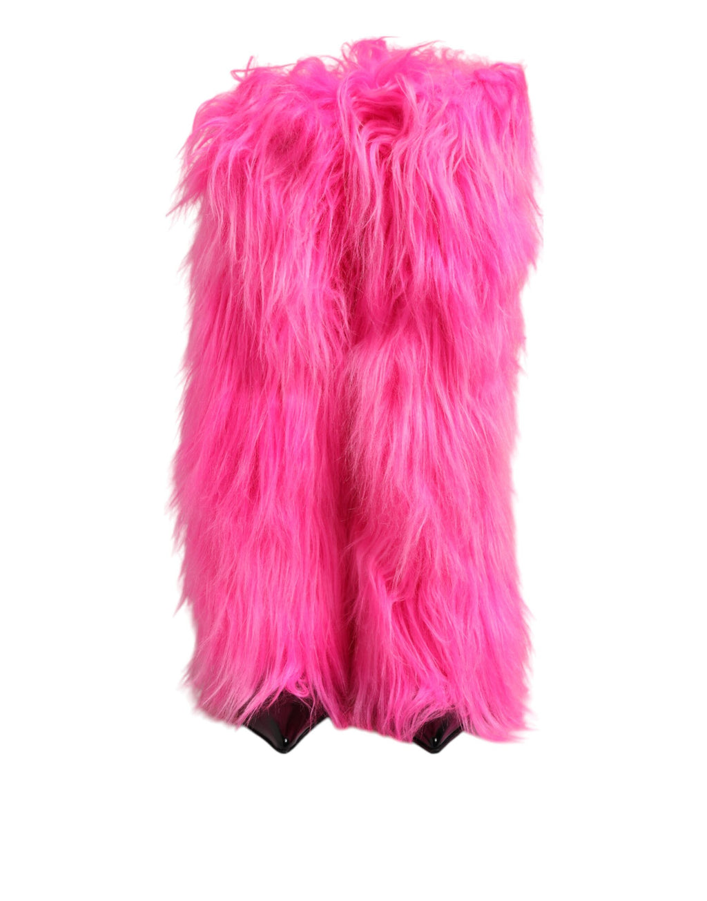 Dolce & Gabbana Pink Faux Fur Leather High Heels Boots Shoes