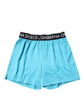 Dolce & Gabbana Blue Logo Waist Regular Boxer Shorts Underwear