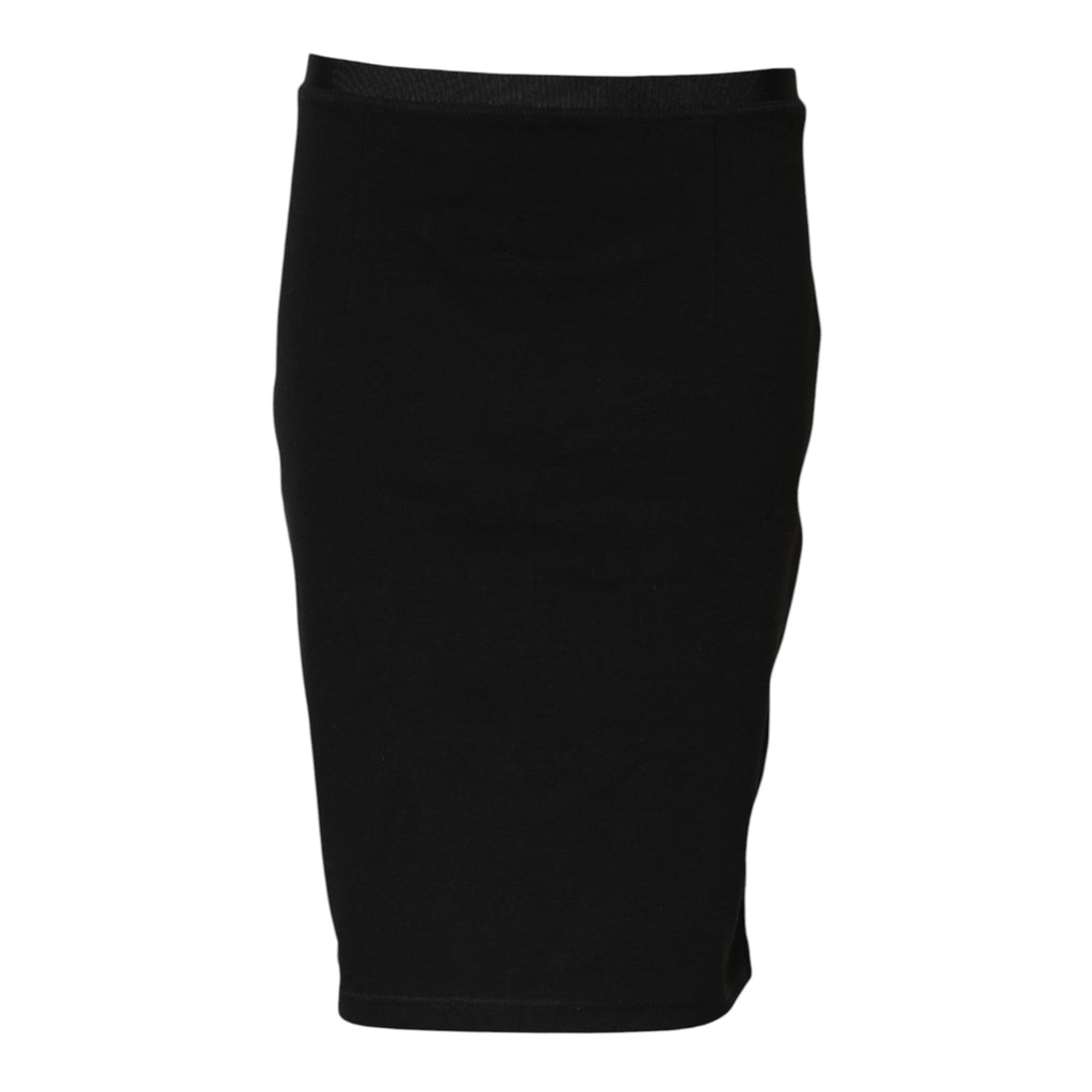 GF Ferre Black Polyester Pencil Cut Knee Length Skirt