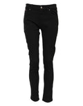 Dolce & Gabbana Black Cotton Logo Skinny Mid Waist Denim Jeans