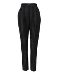 Dolce & Gabbana Black Stripes High Waist Tapered Pants
