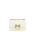 PINKO White Calf Leather Bos Taurus Shoulder Bag