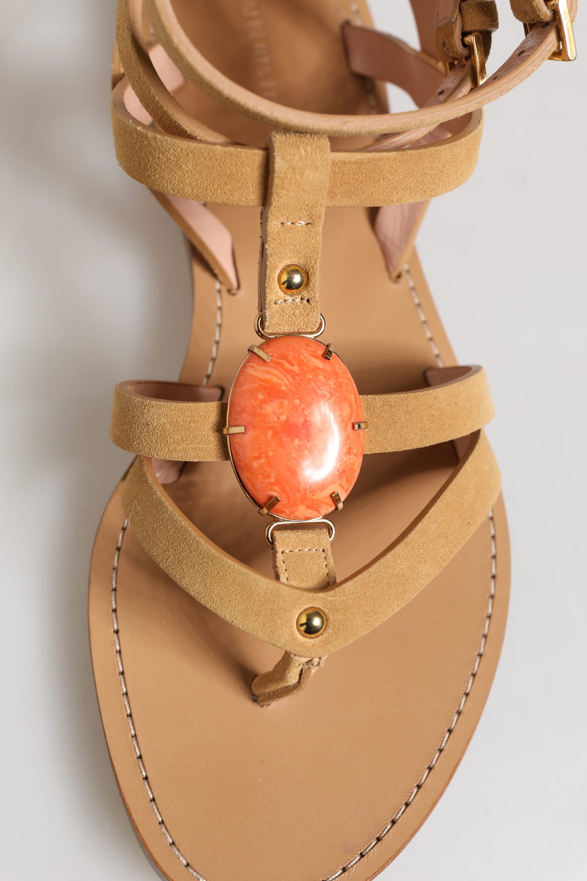 Alberta Ferretti Brown Flip Flops Zipper Ankle Strap Shoes