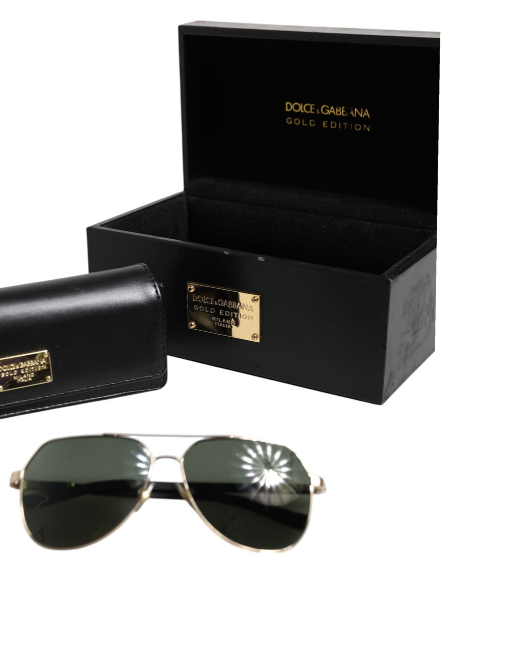Dolce & Gabbana Black 18K Gold Plated Polarized Steel DG2133K Sunglasses