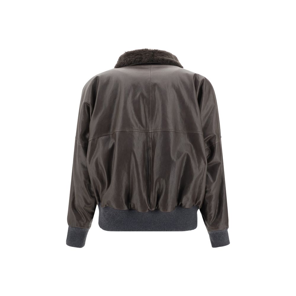 Brunello Cucinelli Brown Leather Jacket