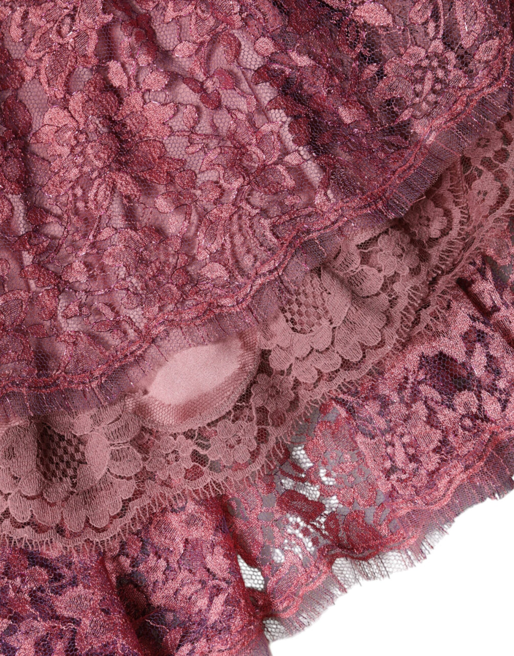 Dolce & Gabbana Pink Floral Lace Long Sleeve Midi Dress