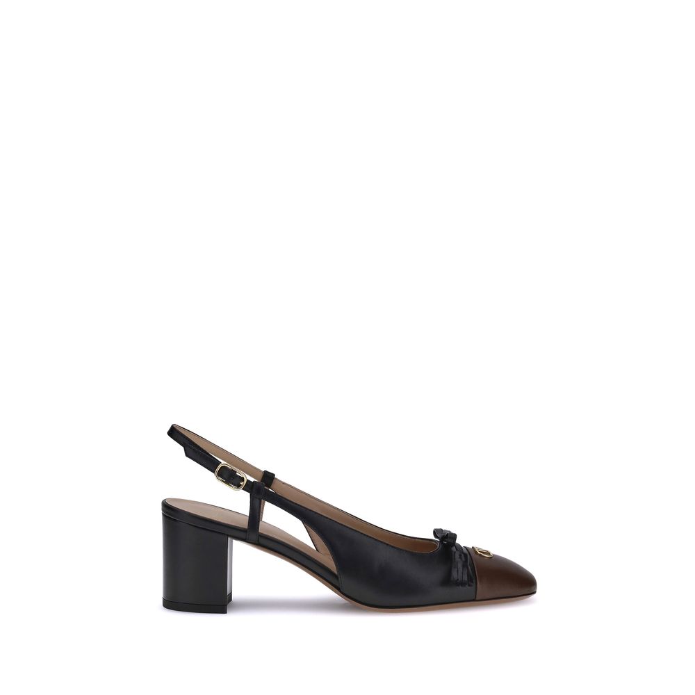 Valentino Garavani Black Goatskin Mid Heel Pumps