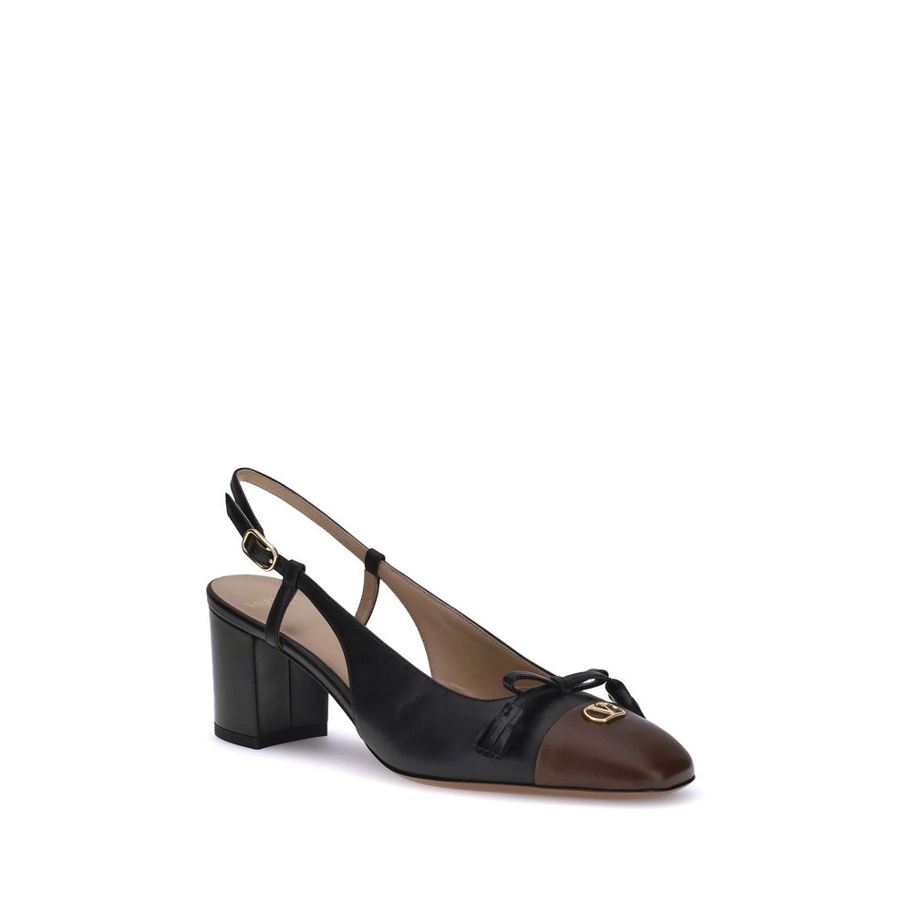 Valentino Garavani Black Goatskin Mid Heel Pumps