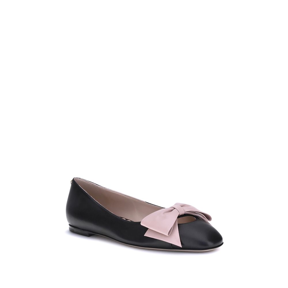 Valentino Garavani Black Goatskin Ballet Flats