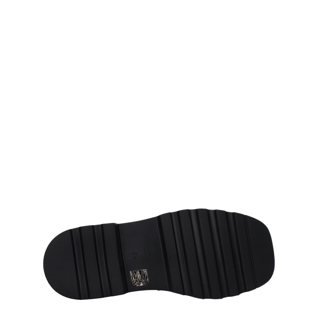 Dolce & Gabbana Black Leather Slip-On Loafers