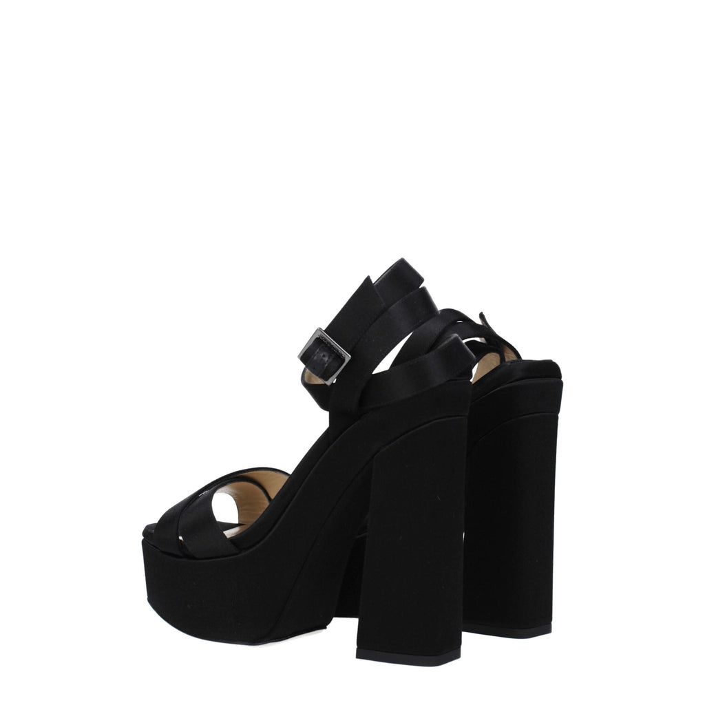 Jimmy Choo Black Satin Platform Sandals