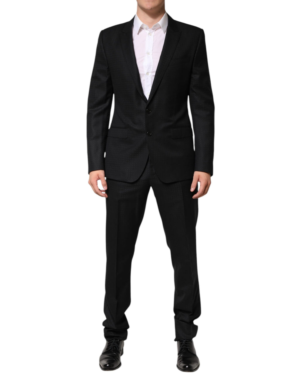Dolce & Gabbana Dark Gray Jacquard Single Breasted 2 Piece Suit