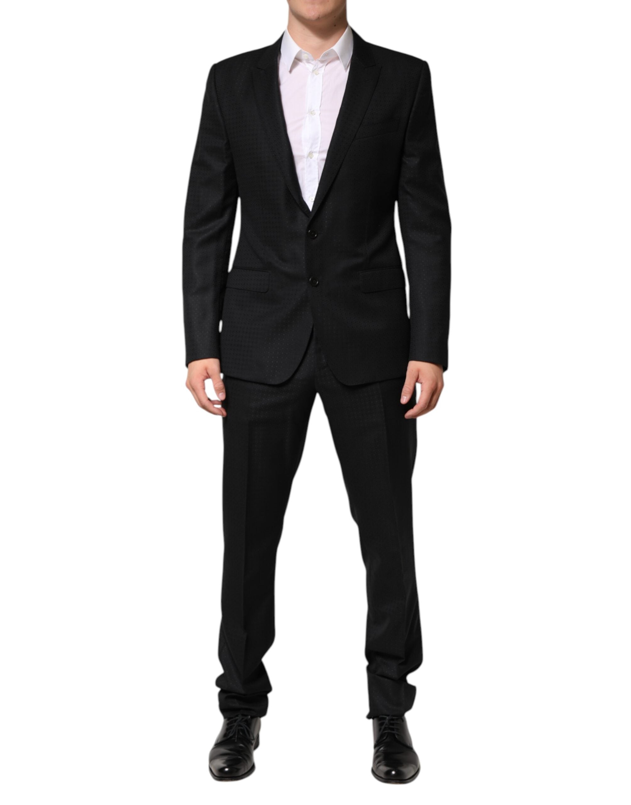 Dolce & Gabbana Dark Gray Jacquard Single Breasted 2 Piece Suit