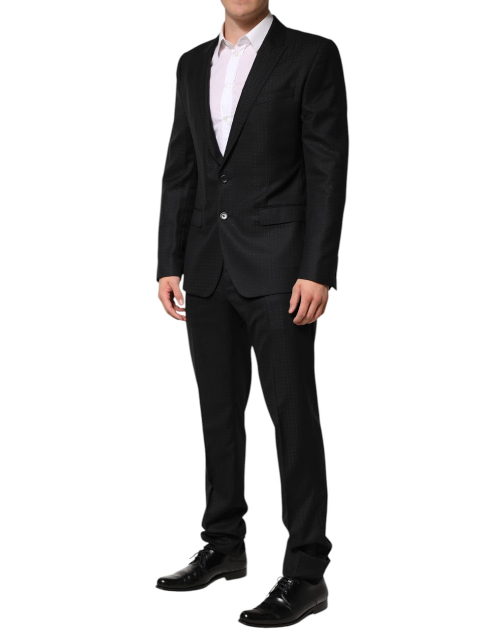 Dolce & Gabbana Dark Gray Jacquard Single Breasted 2 Piece Suit