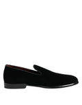 Dolce & Gabbana Black Velvet Loafers Formal Men Dress Shoes