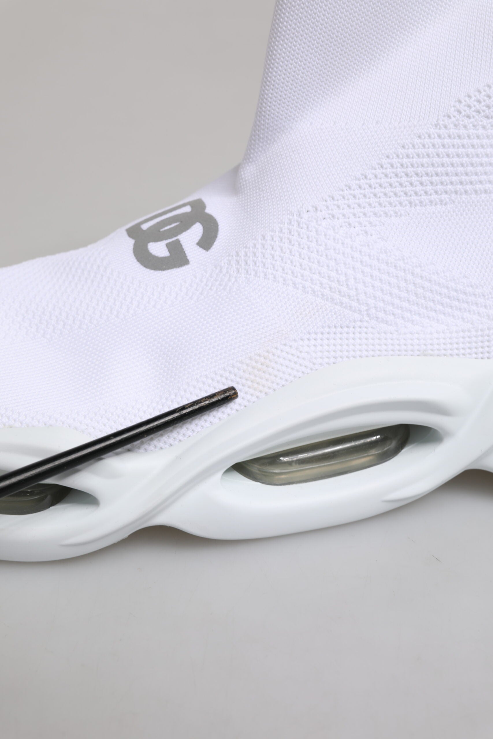 Dolce & Gabbana White Silver Slip On Wave Socks Sneakers Shoes