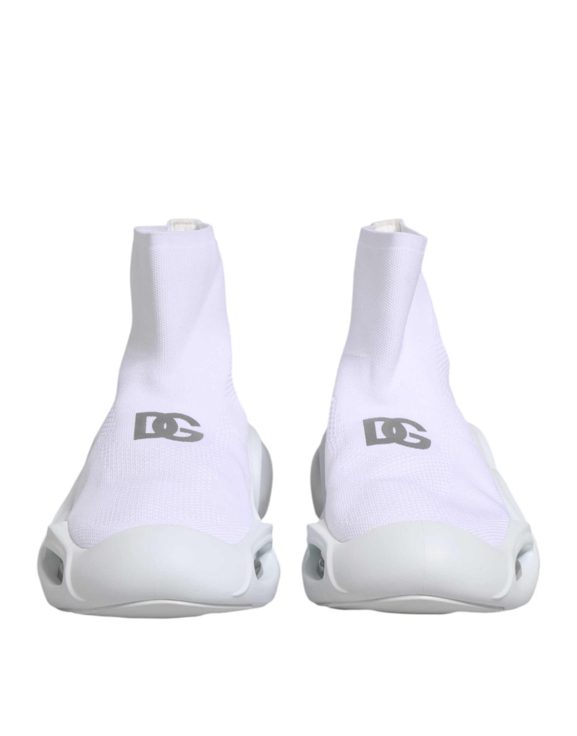 Dolce & Gabbana White Silver Slip On Wave Socks Sneakers Shoes