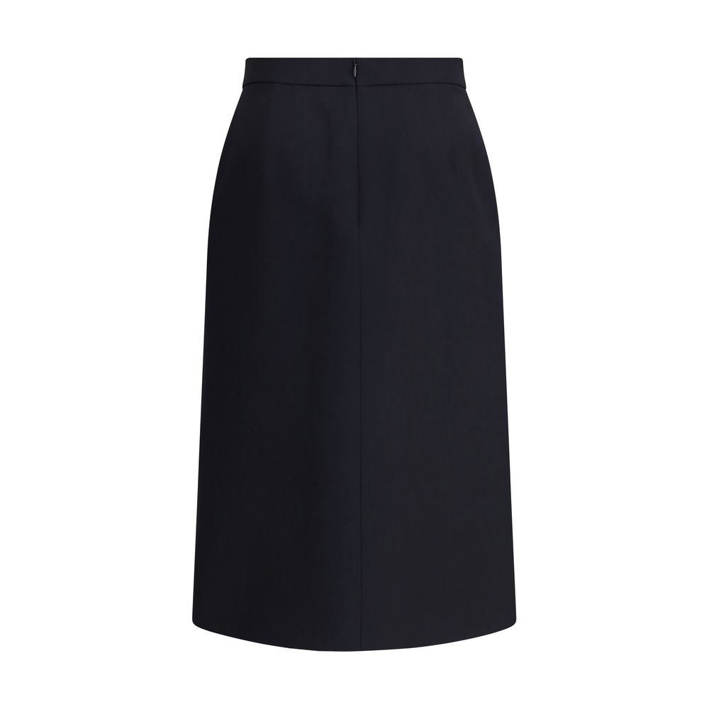Valentino Garavani Black Wool Oves Aries Midi Skirt