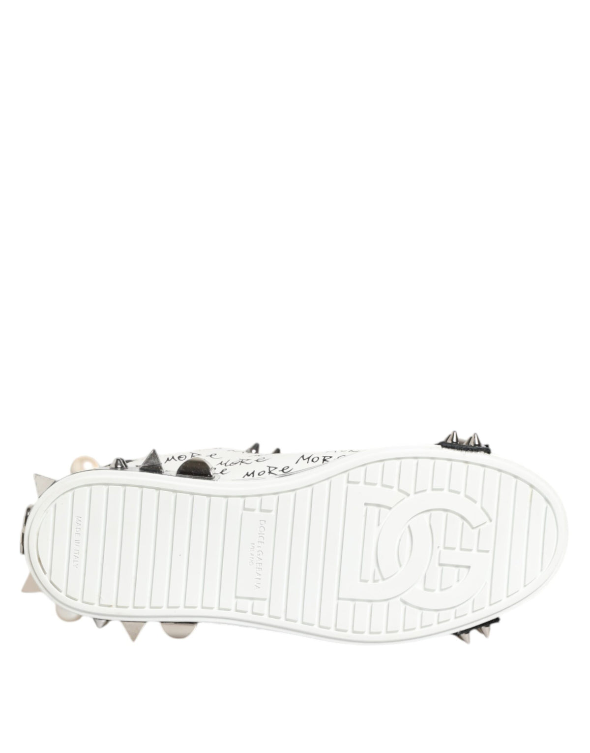 Dolce & Gabbana Black White Studded Low Top Sneakers Shoes