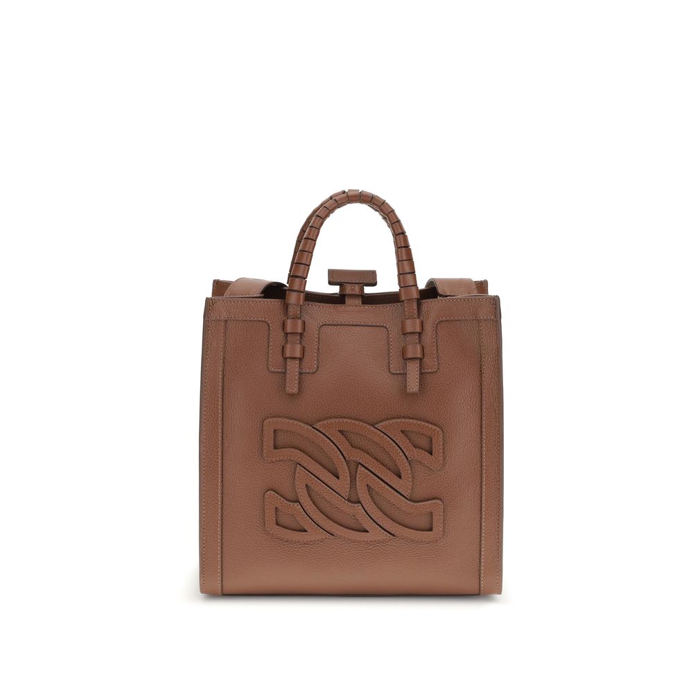 Casadei Brown Calf Leather Bos Taurus Shoulder Bag