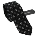 Dolce & Gabbana Dark Gray 100% Silk Floral Print Print Classic Tie
