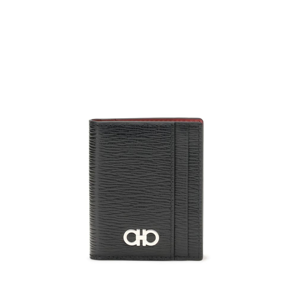 Ferragamo Black Calf Leather Bos Taurus Wallet
