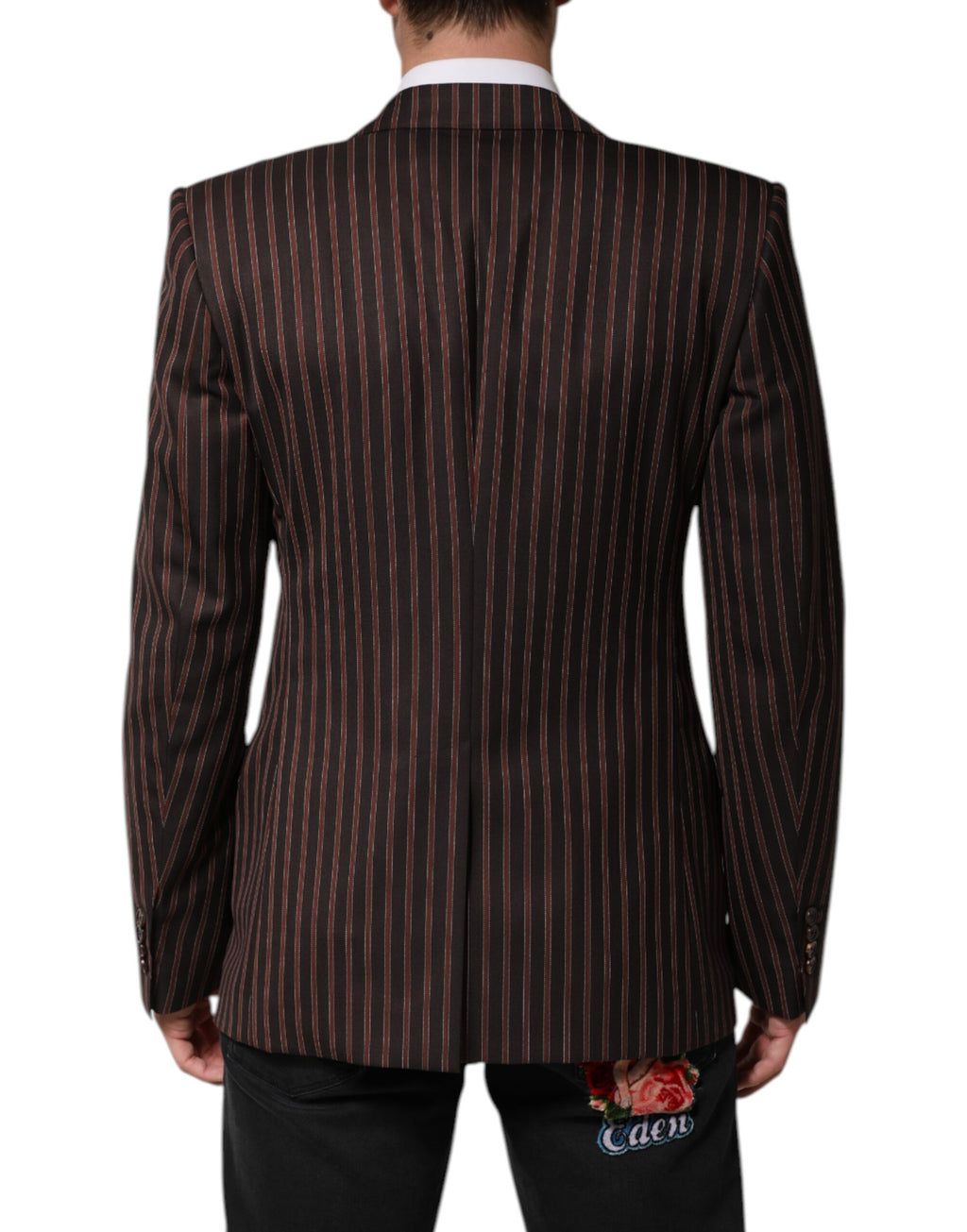 Dolce & Gabbana Dark Gray Stripe Single Breasted Blazer