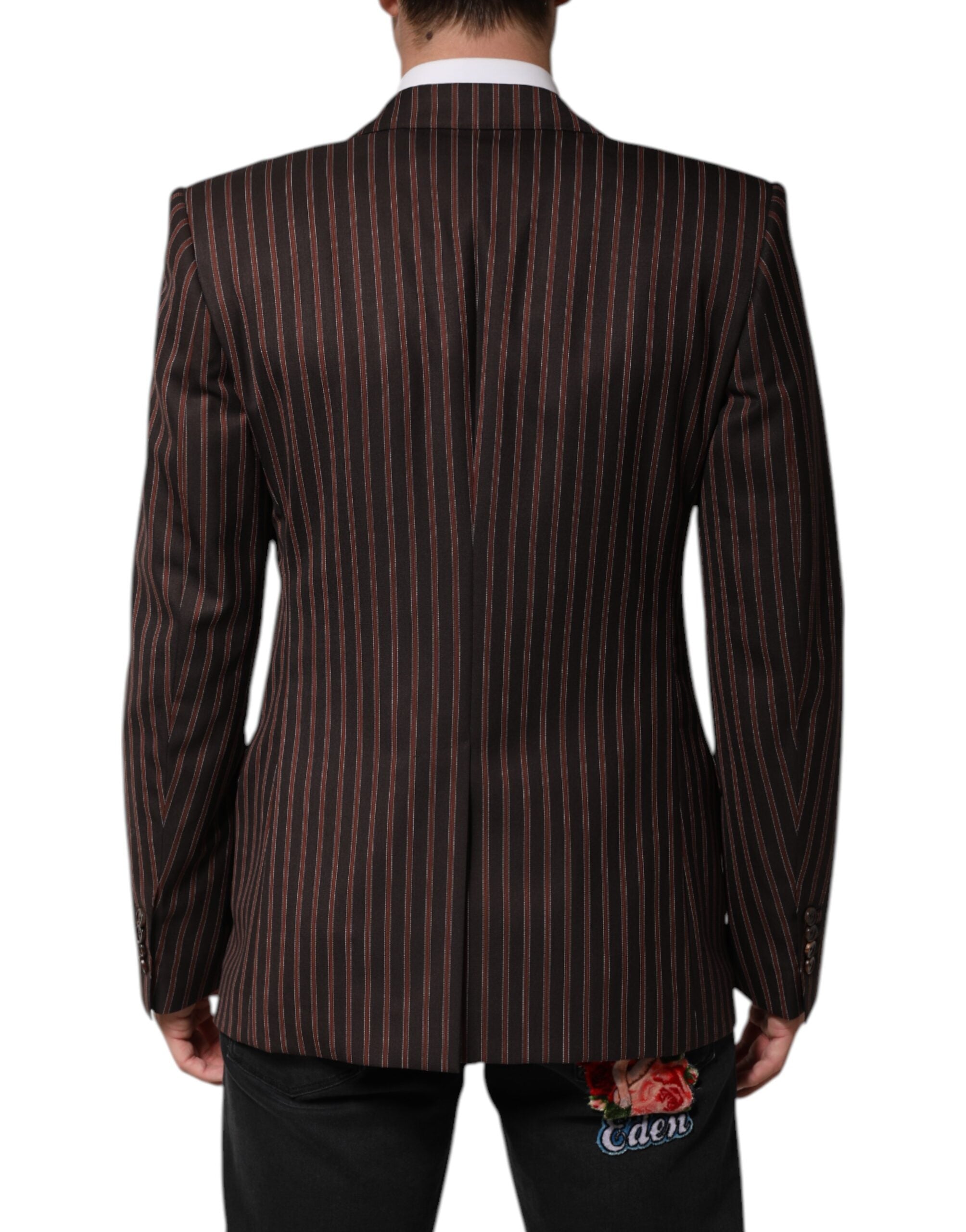 Dolce & Gabbana Dark Gray Stripe Single Breasted Blazer