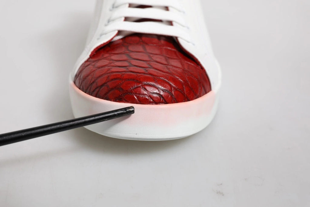Dolce & Gabbana White Red Leather Logo Portofino Sneaker