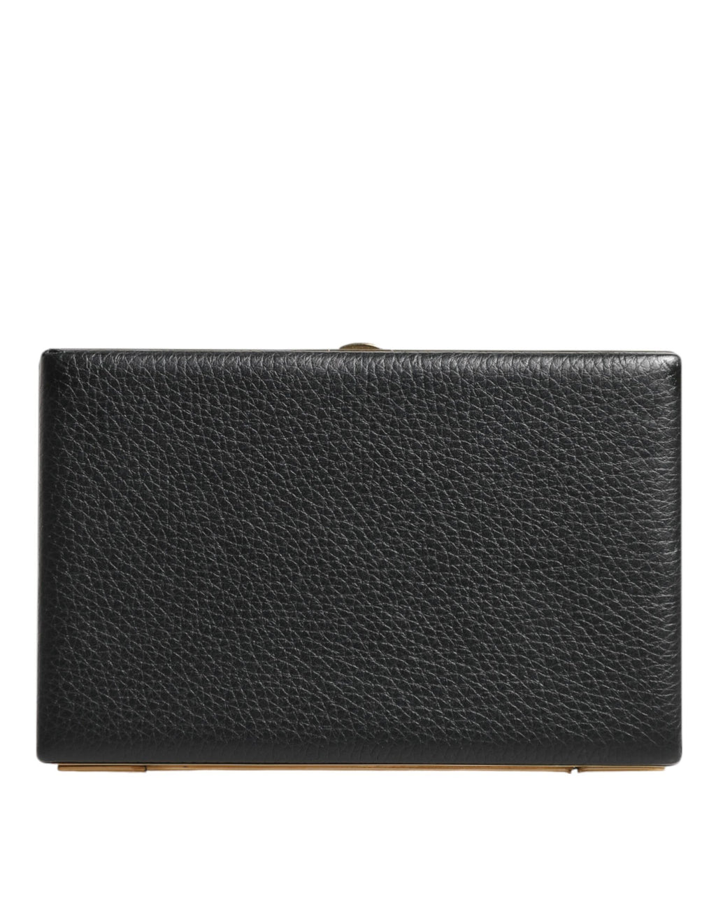 Dolce & Gabbana Black Leather Gold Frame Clutch Evening Party Purse Bag