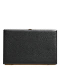 Dolce & Gabbana Black Leather Gold Frame Clutch Evening Party Purse Bag