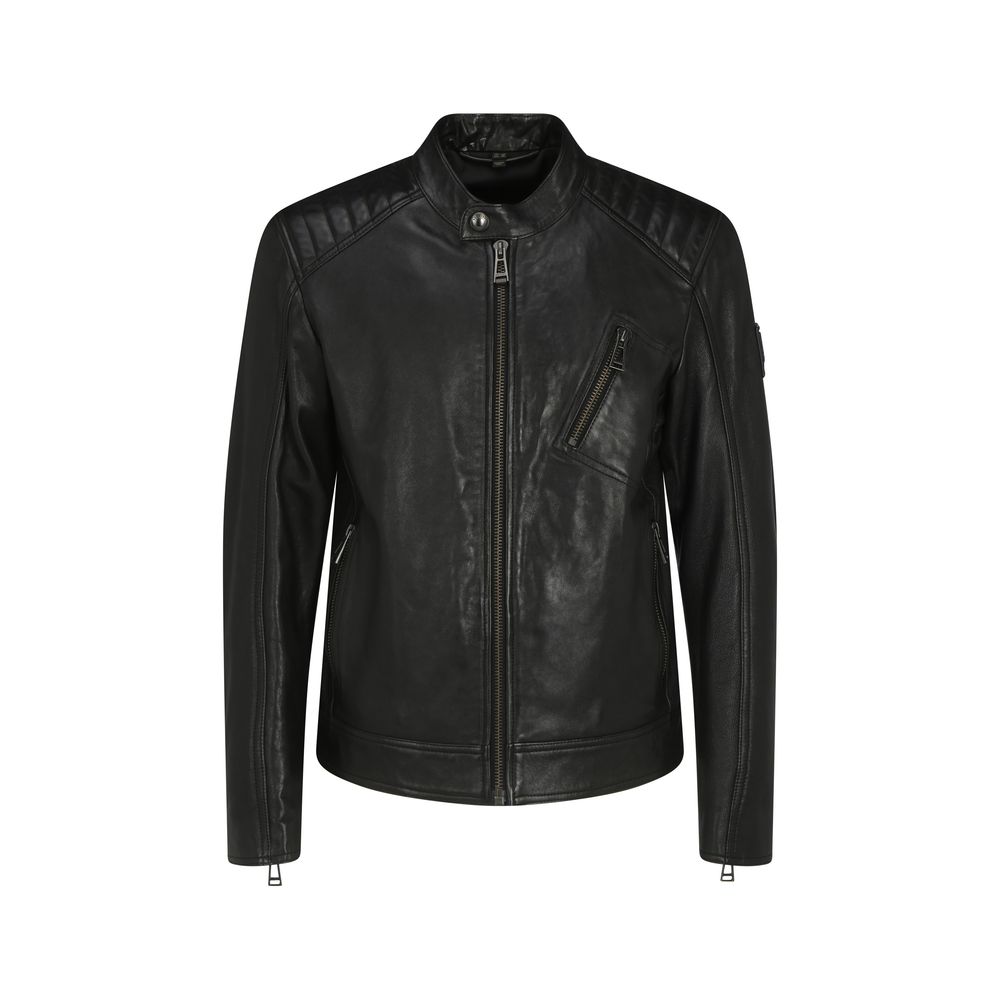 Belstaff Black Lamb Ovis Aries Aries Leather Jacket