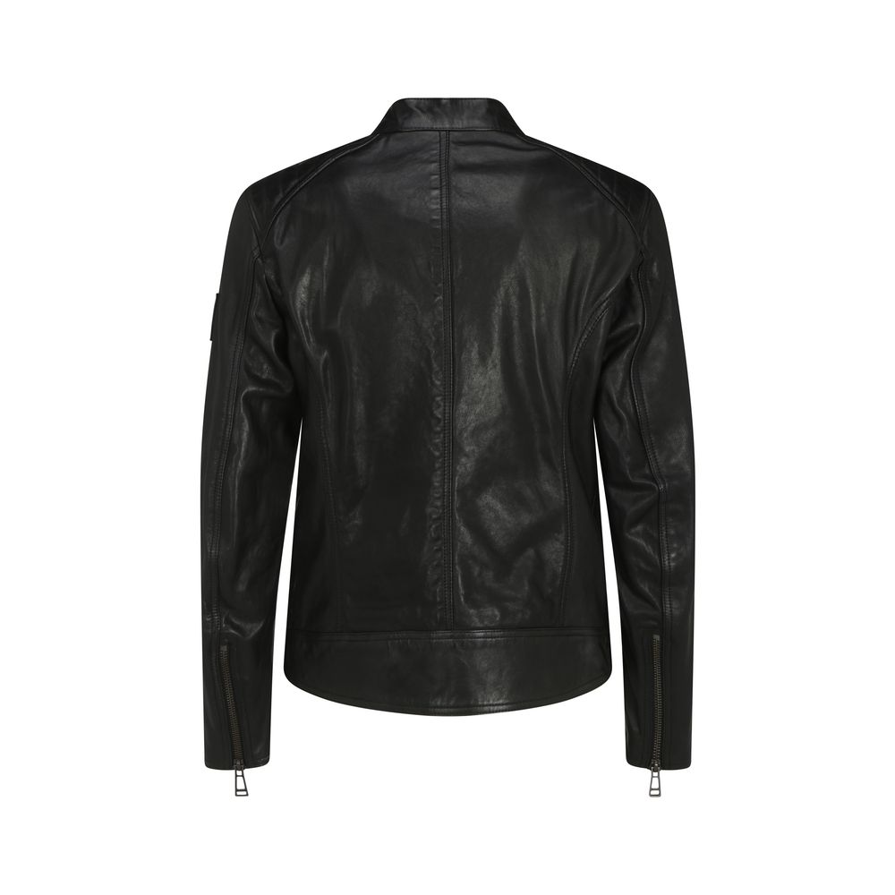 Belstaff Black Lamb Ovis Aries Aries Leather Jacket