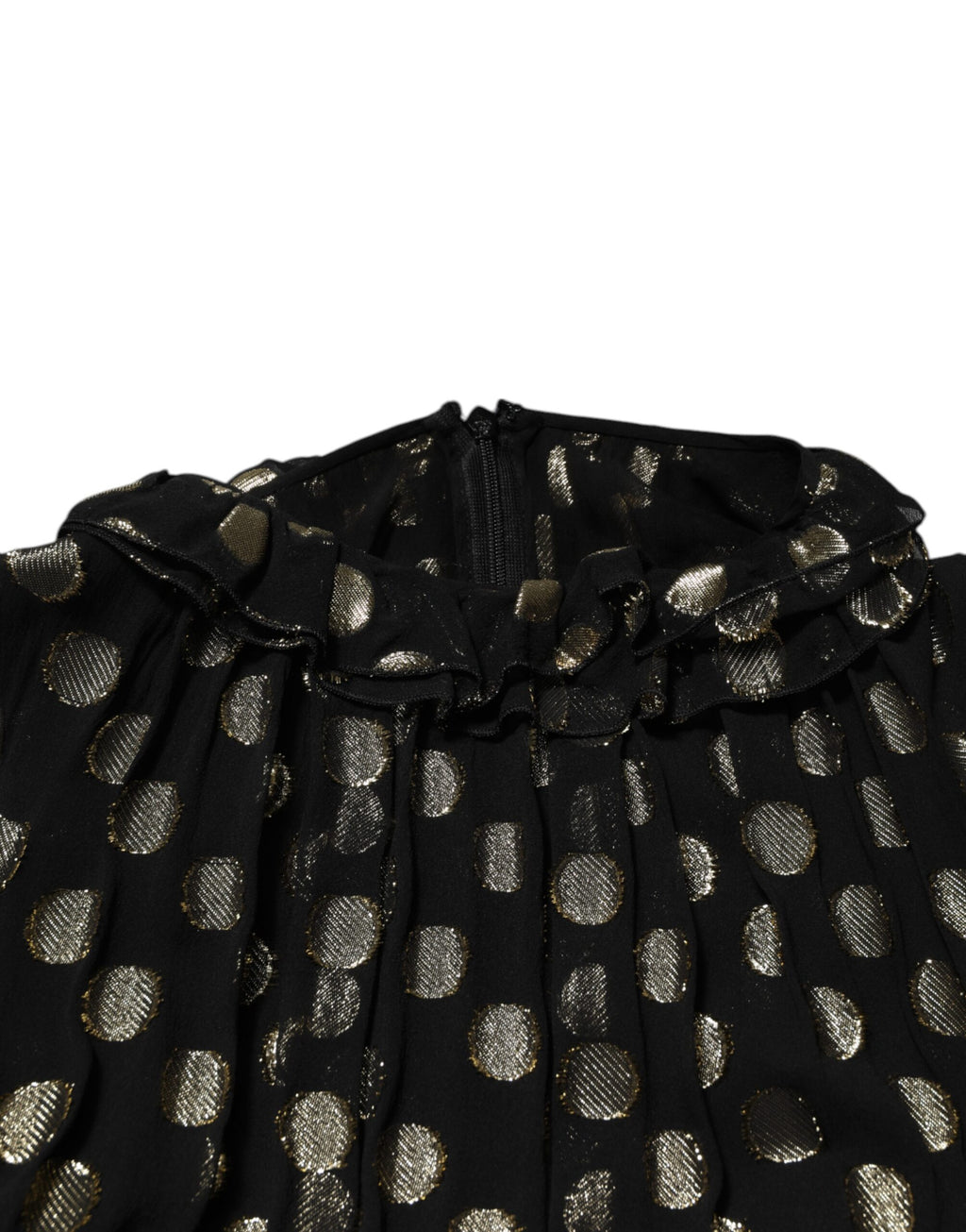 Dolce & Gabbana Dark Gray Gold Polka Dot Silk Brocade Mini Dress