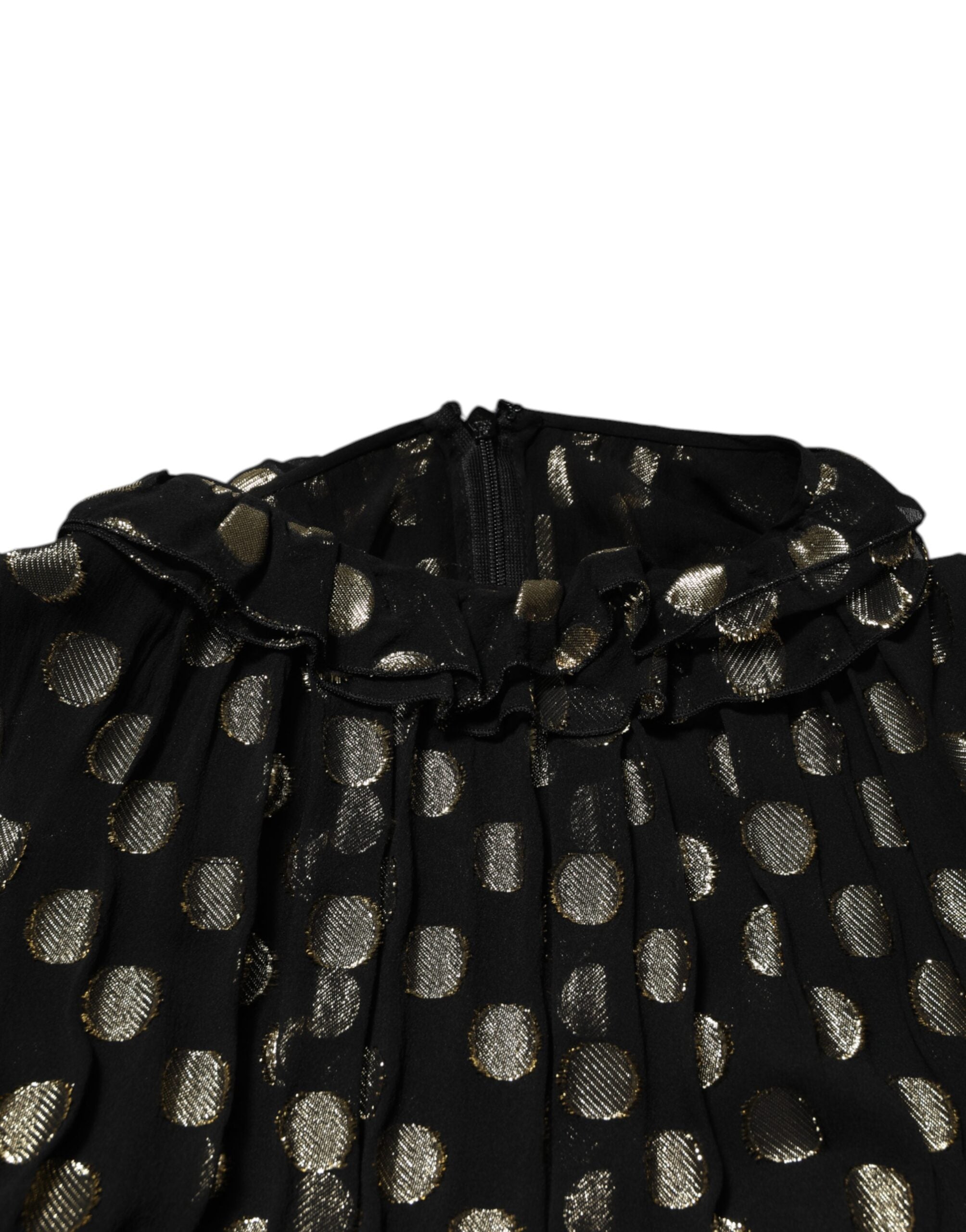 Dolce & Gabbana Dark Gray Gold Polka Dot Silk Brocade Mini Dress