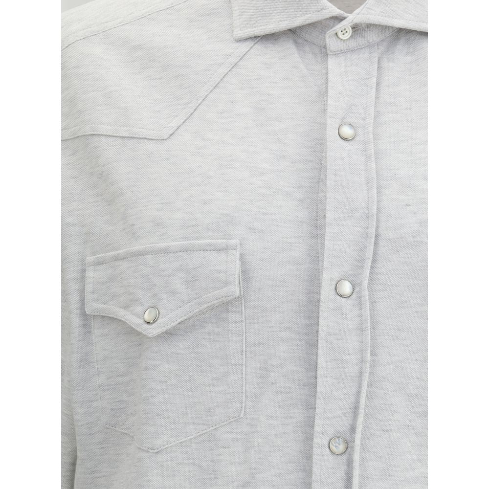 Brunello Cucinelli Gray Denim Shirt