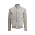 Brunello Cucinelli Gray Leather Jacket