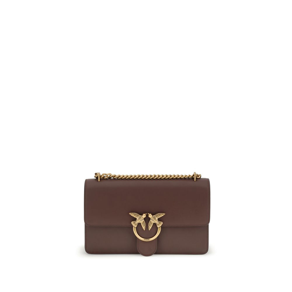 PINKO Brown Calf Leather Bos Taurus Shoulder Bag
