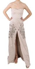 Dolce & Gabbana Beige Sequined Flower Flare Ball Gown Dress
