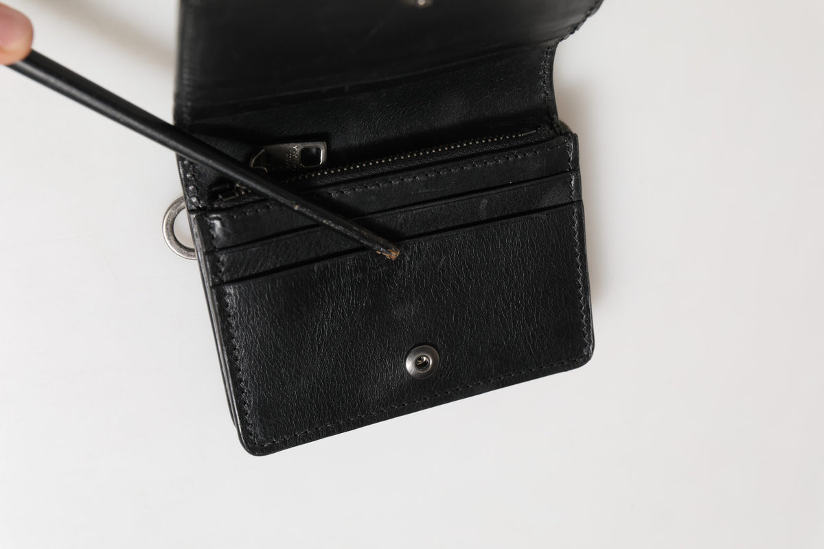 Dolce & Gabbana Black Leather Bifold Card Holder Mens Coin Purse Key Clip Wallet