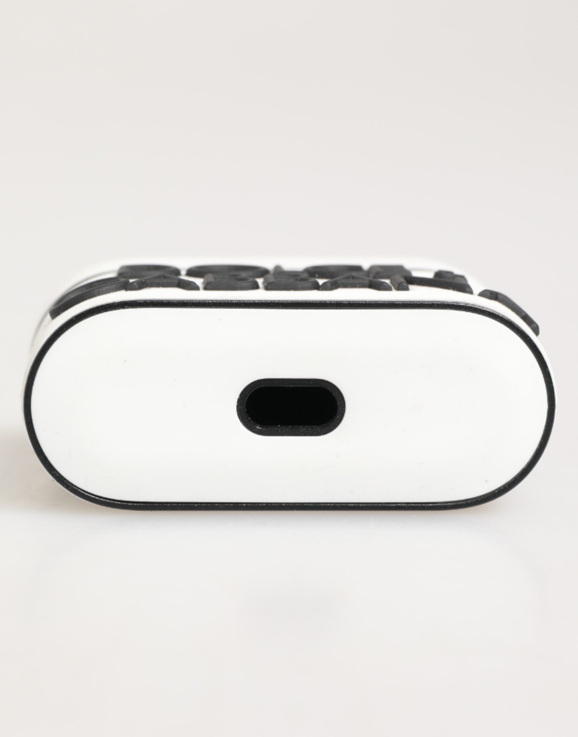 Dolce & Gabbana White Black Rubber Logo Embossed Accessory Airpods Case