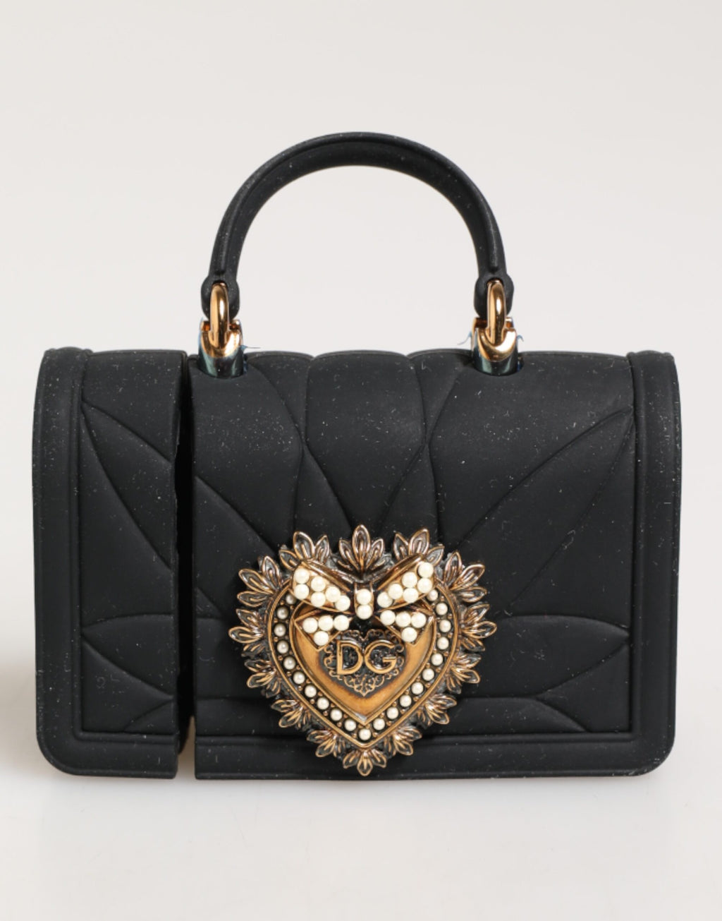 Dolce & Gabbana Black Silicone Devotion Heart Cover Hand Bag Airpod Case