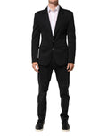 Dolce & Gabbana Dark Blue Cotton Men Jacket Coat Blazer Suit
