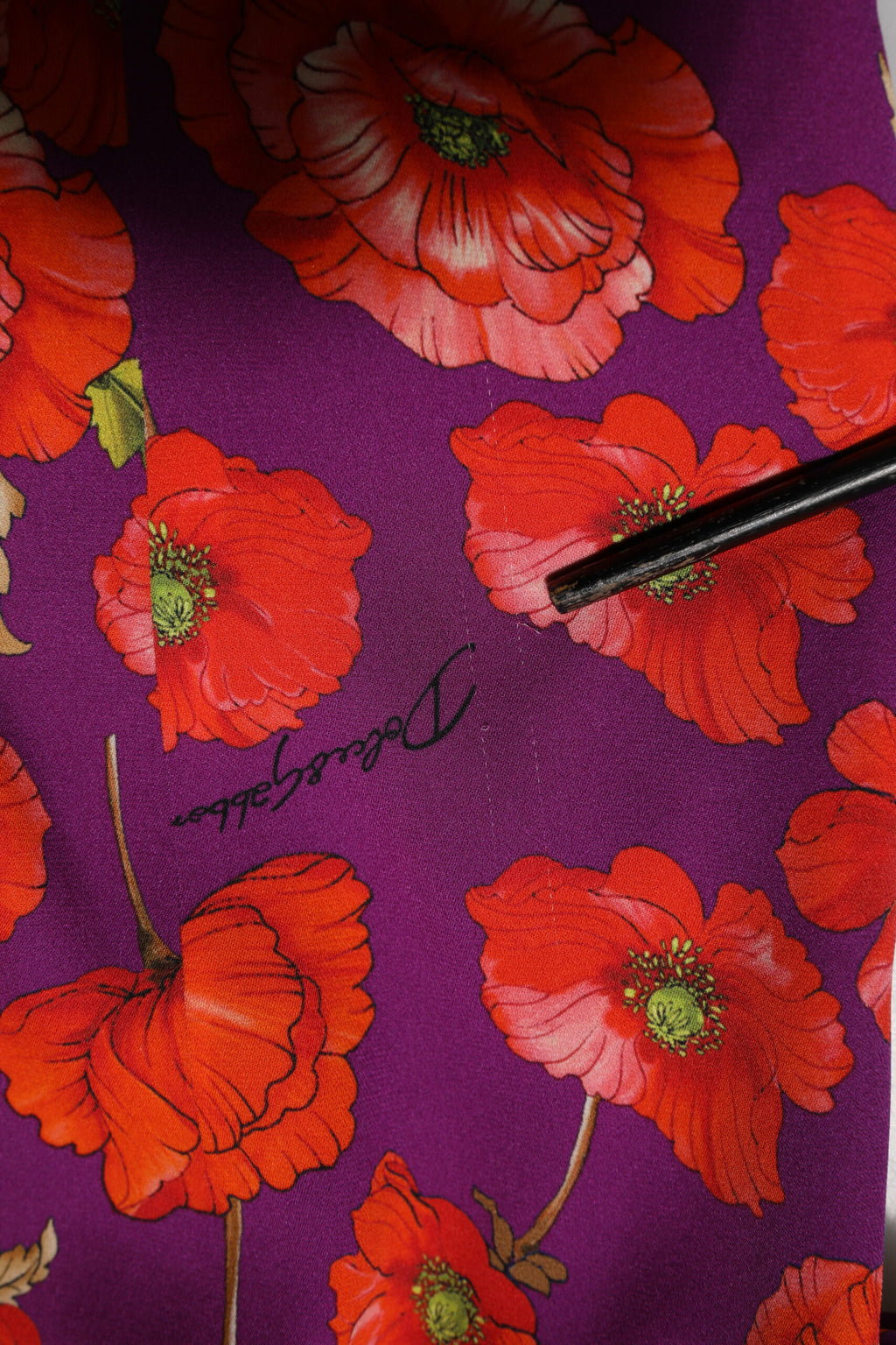 Dolce & Gabbana Purple Silk Floral Print Midi Sheath Dress